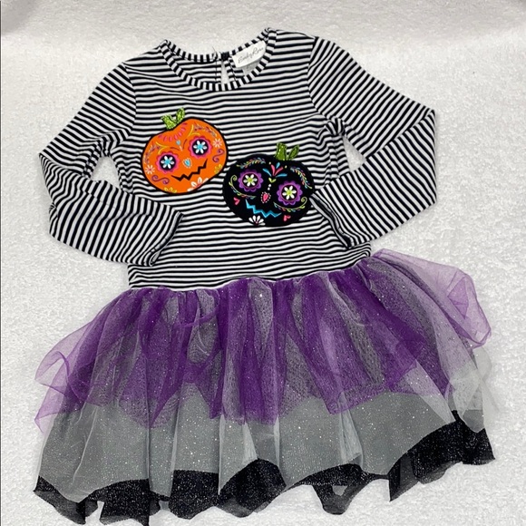 Emily rose day of the dead striped Halloween tutu dress size 6 - Picture 1 of 9